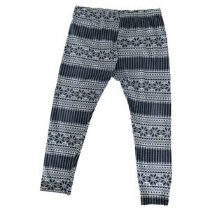 No Boundaries Knit Leggings Women XXL Black Fair Isle Stretch‎ Knit Crop AOP